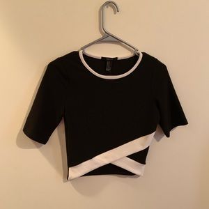 Black and White Crisscross Crop Top